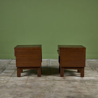 Pair of Mahogany Nightstands by John Keal for Brown Saltman