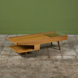 John Keal Coffee Table with Glass Top for Brown Saltman