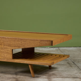 John Keal Coffee Table with Glass Top for Brown Saltman