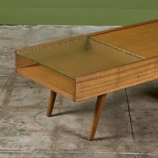 John Keal Coffee Table with Glass Top for Brown Saltman