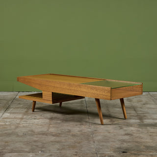 John Keal Coffee Table with Glass Top for Brown Saltman