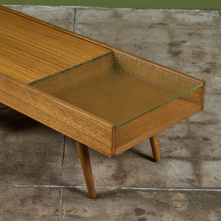 John Keal Coffee Table with Glass Top for Brown Saltman