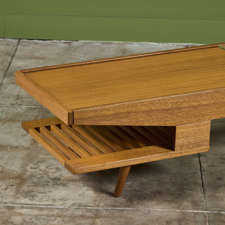 John Keal Coffee Table with Glass Top for Brown Saltman