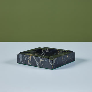 Large Square Black Marble Ashtray