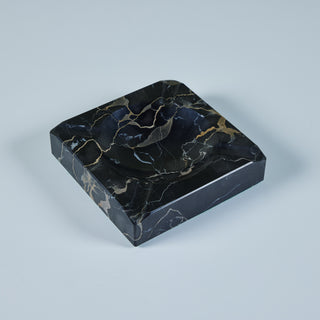 Large Square Black Marble Ashtray