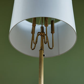 Brass Candelabra Floor Lamp with Silk Shade