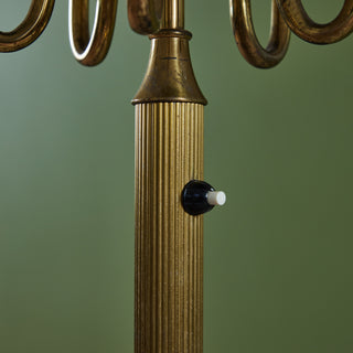 Brass Candelabra Floor Lamp with Silk Shade