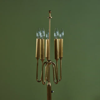 Brass Candelabra Floor Lamp with Silk Shade