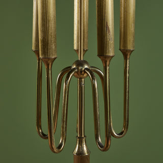 Brass Candelabra Floor Lamp with Silk Shade