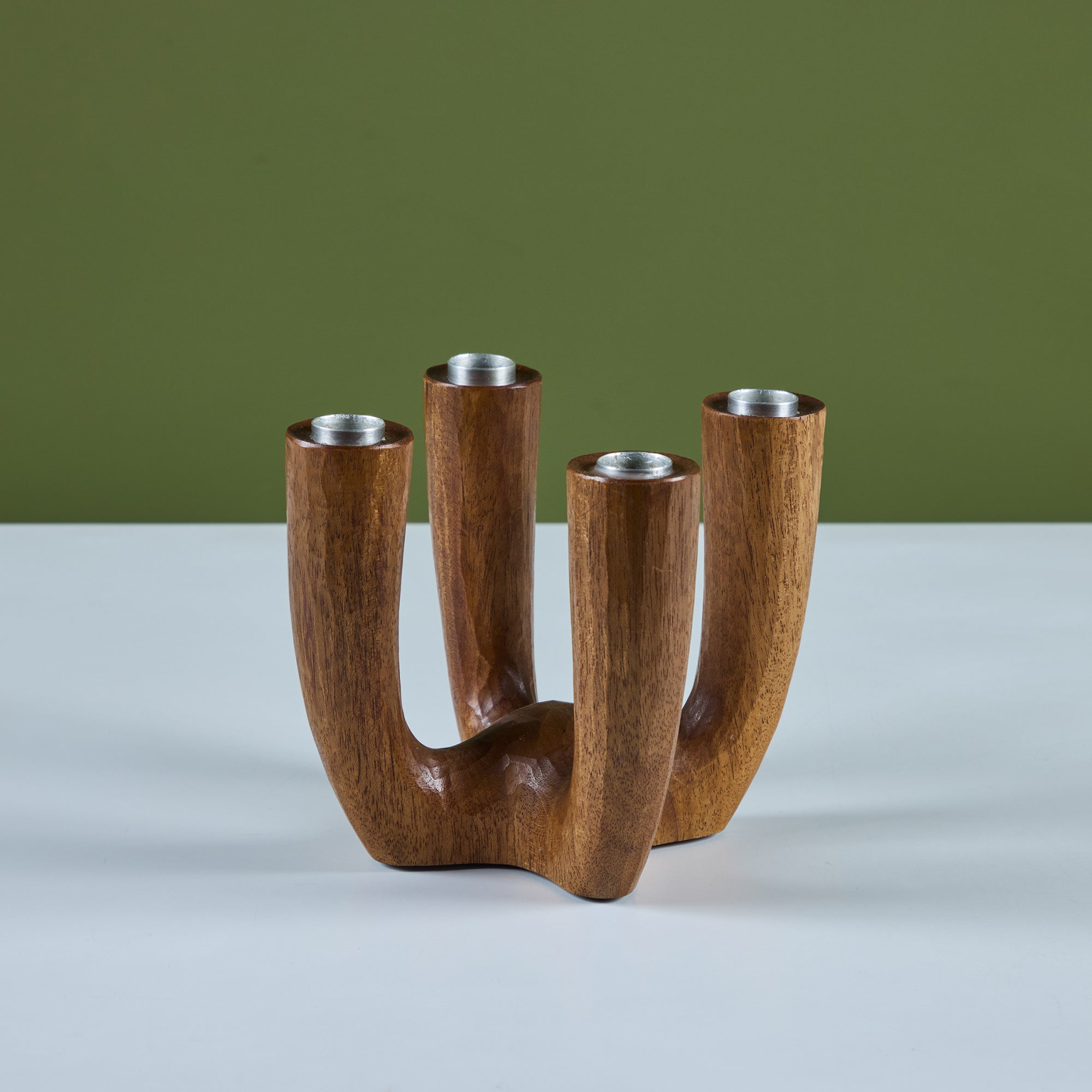Four Arm Sculpted Wood Candle Holder by Laur Jensen for Odense
