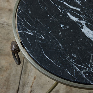 Maison Jansen Style Round Marble Top Side Table