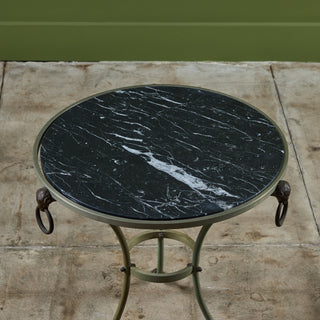 Maison Jansen Style Round Marble Top Side Table