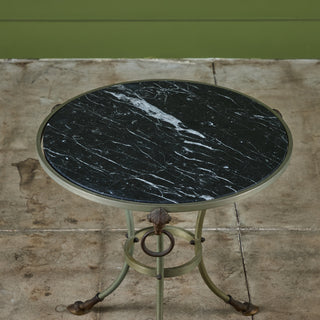 Maison Jansen Style Round Marble Top Side Table