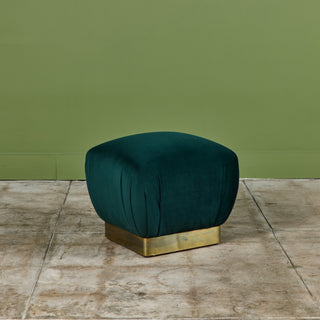 Pair of Marge Carson Green Velvet Poufs