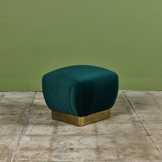 Pair of Marge Carson Green Velvet Poufs