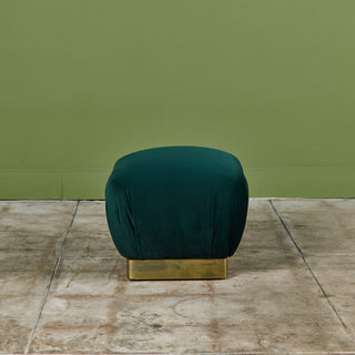 Pair of Marge Carson Green Velvet Poufs