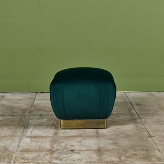 Pair of Marge Carson Green Velvet Poufs