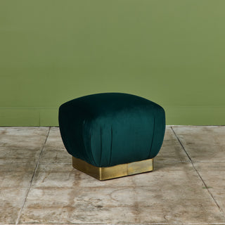 Pair of Marge Carson Green Velvet Poufs