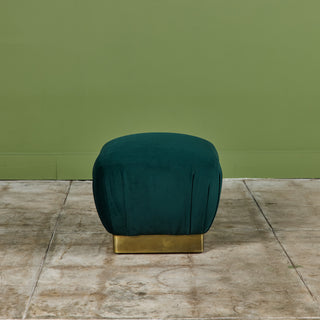 Pair of Marge Carson Green Velvet Poufs