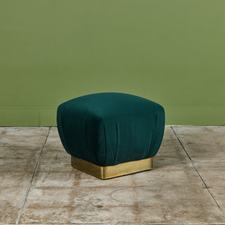 Pair of Marge Carson Green Velvet Poufs