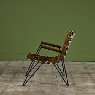 Maxwell Yellen Walnut & Wrought Iron Lounge Chair