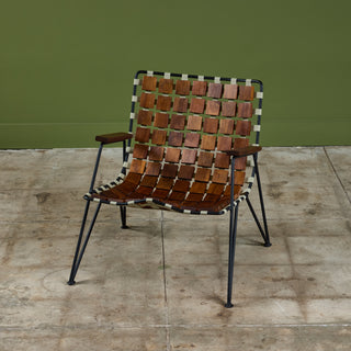 Maxwell Yellen Walnut & Wrought Iron Lounge Chair