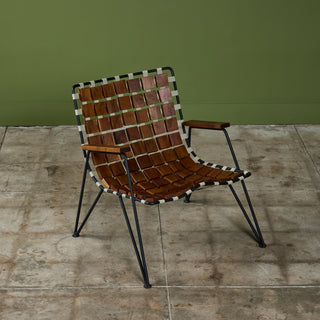 Maxwell Yellen Walnut & Wrought Iron Lounge Chair