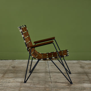 Maxwell Yellen Walnut & Wrought Iron Lounge Chair