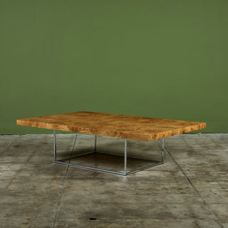 Milo Baughman Burlwood and Chrome Coffee Table for Thayer Coggin