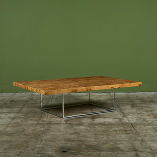 Milo Baughman Burlwood and Chrome Coffee Table for Thayer Coggin