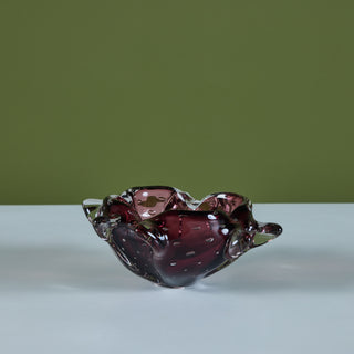 Purple Murano Bubble Glass Bowl