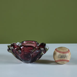 Purple Murano Bubble Glass Bowl