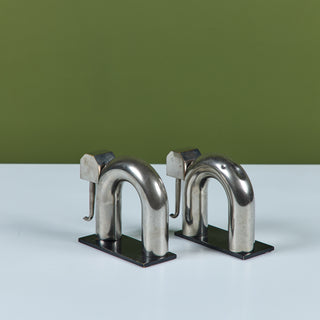 Pair of Chrome Elephant Bookends by Walter von Nessen for Chase USA