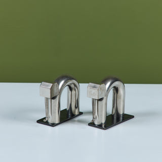 Pair of Chrome Elephant Bookends by Walter von Nessen for Chase USA