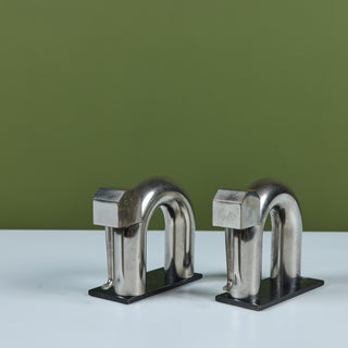 Pair of Chrome Elephant Bookends by Walter von Nessen for Chase USA