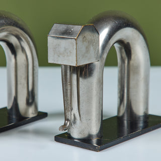 Pair of Chrome Elephant Bookends by Walter von Nessen for Chase USA