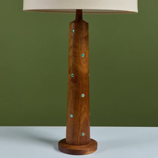 Pair of Gordon & Jane Martz Wood Table Lamps with Tile Inlay