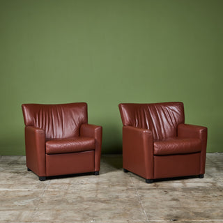 Pair of Leather Club Lounge Chairs by Metropolitan Furniture Co.