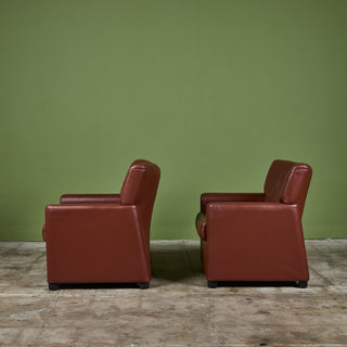 Pair of Leather Club Lounge Chairs by Metropolitan Furniture Co.