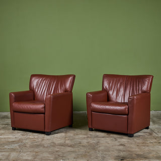 Pair of Leather Club Lounge Chairs by Metropolitan Furniture Co.