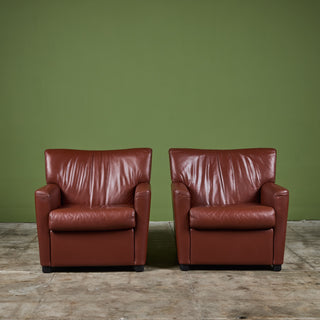 Pair of Leather Club Lounge Chairs by Metropolitan Furniture Co.