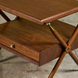 Pair of Walnut Nightstands with X Bases