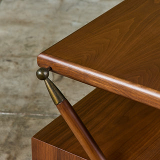 Pair of Walnut Nightstands with X Bases