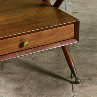 Pair of Walnut Nightstands with X Bases