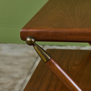 Pair of Walnut Nightstands with X Bases