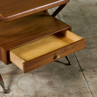 Pair of Walnut Nightstands with X Bases