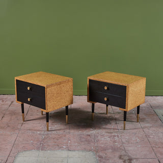 Pair of Paul Frankl Cork Nightstands for Johnson Furniture Co.