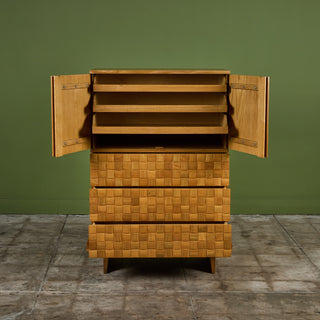 Paul Laszlo "Basket Weave" Highboy Dresser for Brown Saltman