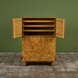 Paul Laszlo "Basket Weave" Highboy Dresser for Brown Saltman