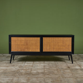 Paul McCobb Style Credenza with Cane Door Fronts